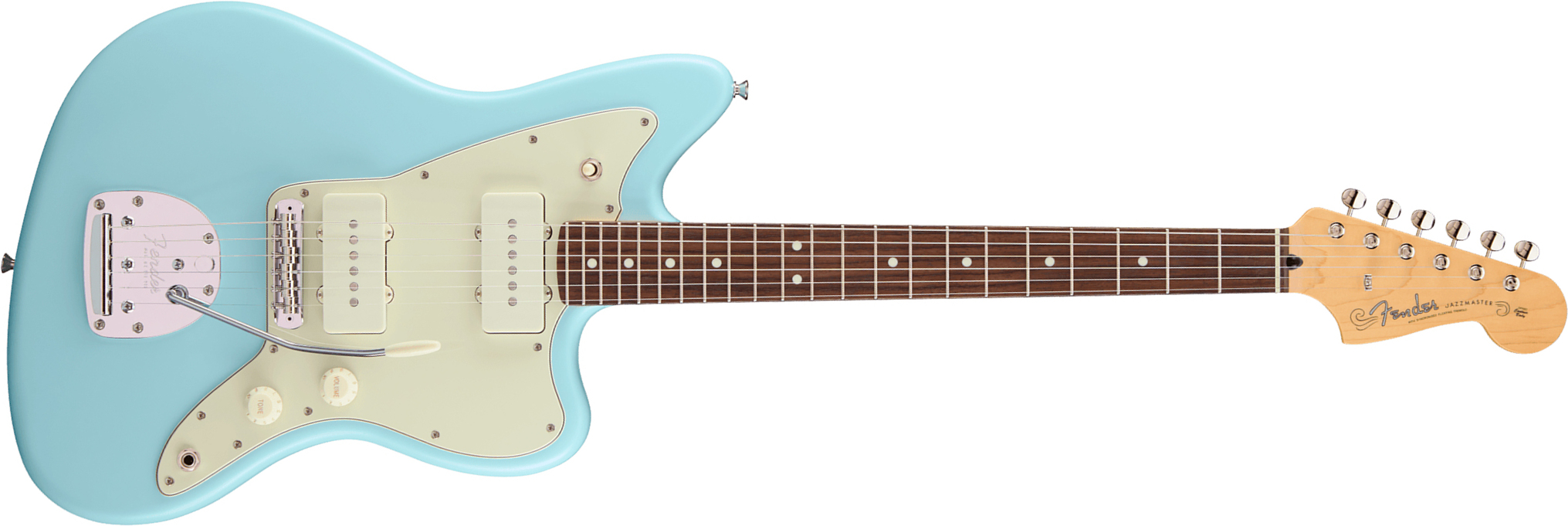 Fender Jazzmaster Hybrid Ii Mij Ltd Jap 2s Trem Rw - Daphne Blue - Retro-Rock-E-Gitarre - Main picture