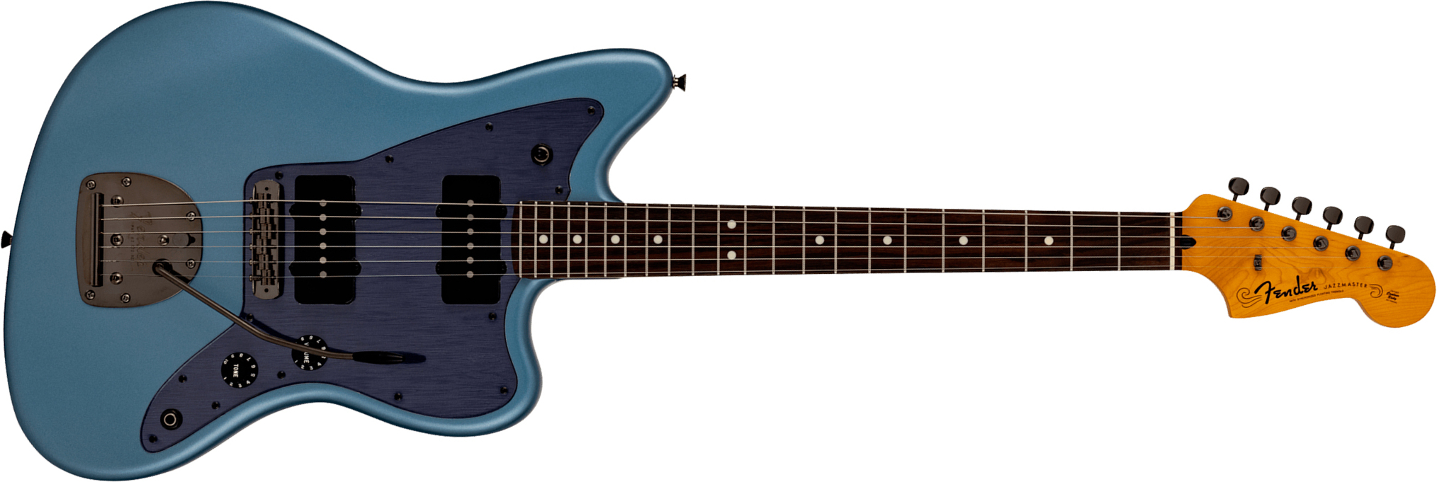 Fender Jazzmaster Hybrid Ii Mij Ltd Jap 2s Trem Rw - Matte Aero Blue Satin Metallic - Retro-Rock-E-Gitarre - Main picture