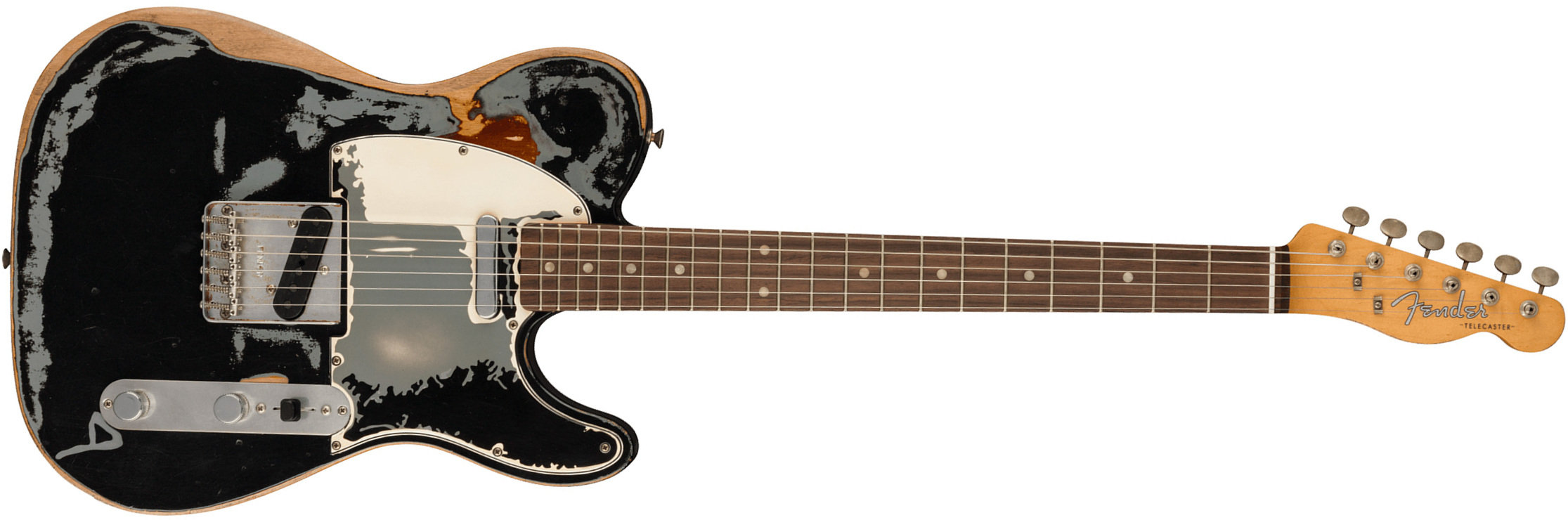 Fender Joe Strummer Tele Mex Signature 2s Ht Rw - Road Worn Black Over 3-color Sunburst - E-Gitarre in Teleform - Main picture