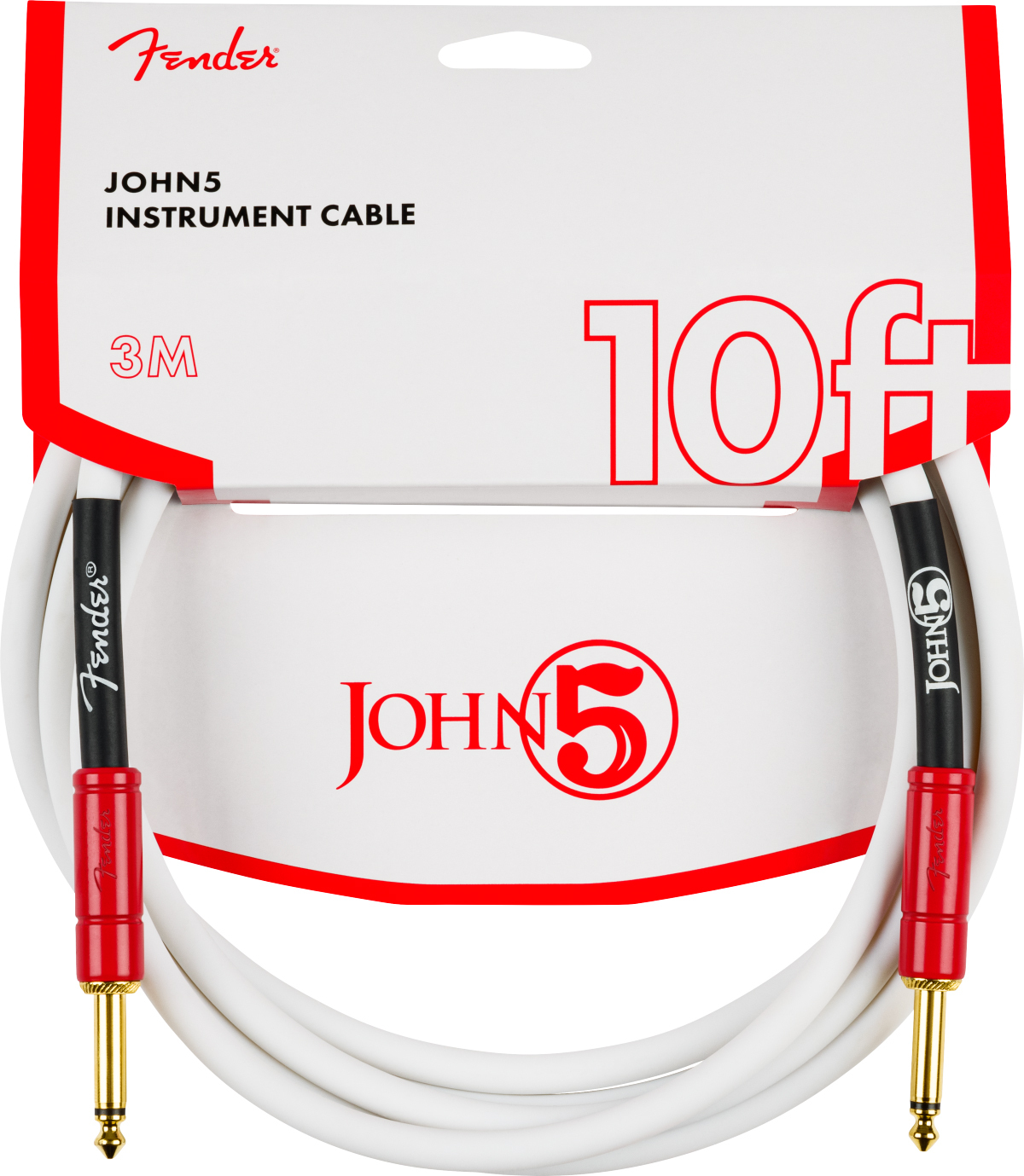 Fender John 5 Instrument Cable 10ft Droit/droit White & Red - Kabel - Main picture