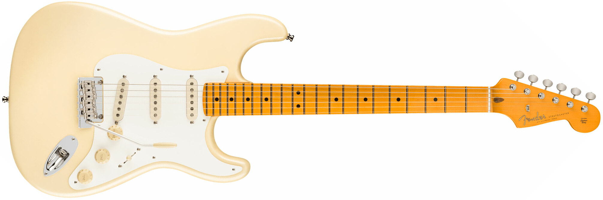 Fender Lincoln Brewster Strat Usa Signature 3s Dimarzio Trem Mn - Olympic Pearl - Retro-Rock-E-Gitarre - Main picture