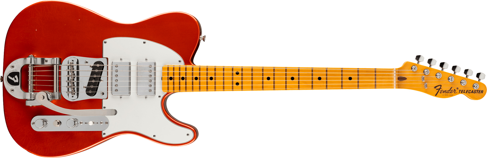 Fender Mike Campbell Tele Red Dog Stories Usa Signature Shh Trem Mn - Red Dog Red - E-Gitarre in Teleform - Main picture