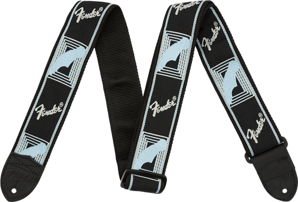 Fender Monogrammed Cotton 2inc.5cm Black Light Grey Blue - Gitarrengurt - Main picture