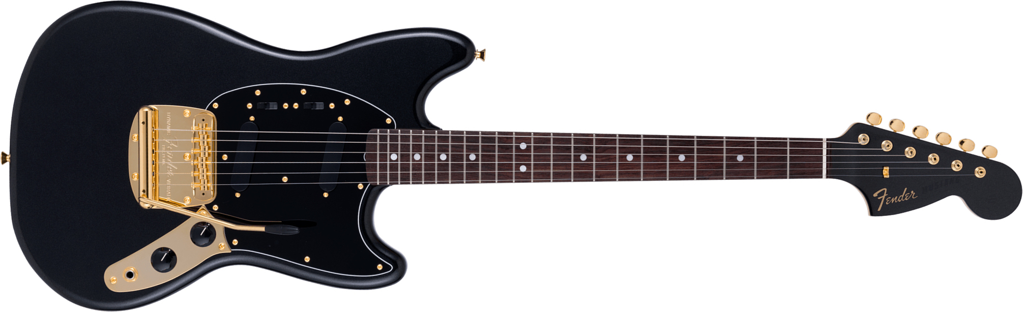 Fender Mustang 60s Traditional Mij Ltd Jap Shsc 2s Trem Rw - Black Pearl - Retro-Rock-E-Gitarre - Main picture