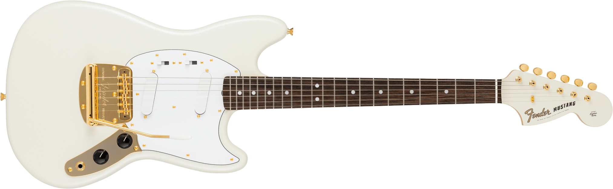 Fender Mustang 60s Traditional Mij Ltd Jap Shsc 2s Trem Rw - White Pearl - Retro-Rock-E-Gitarre - Main picture