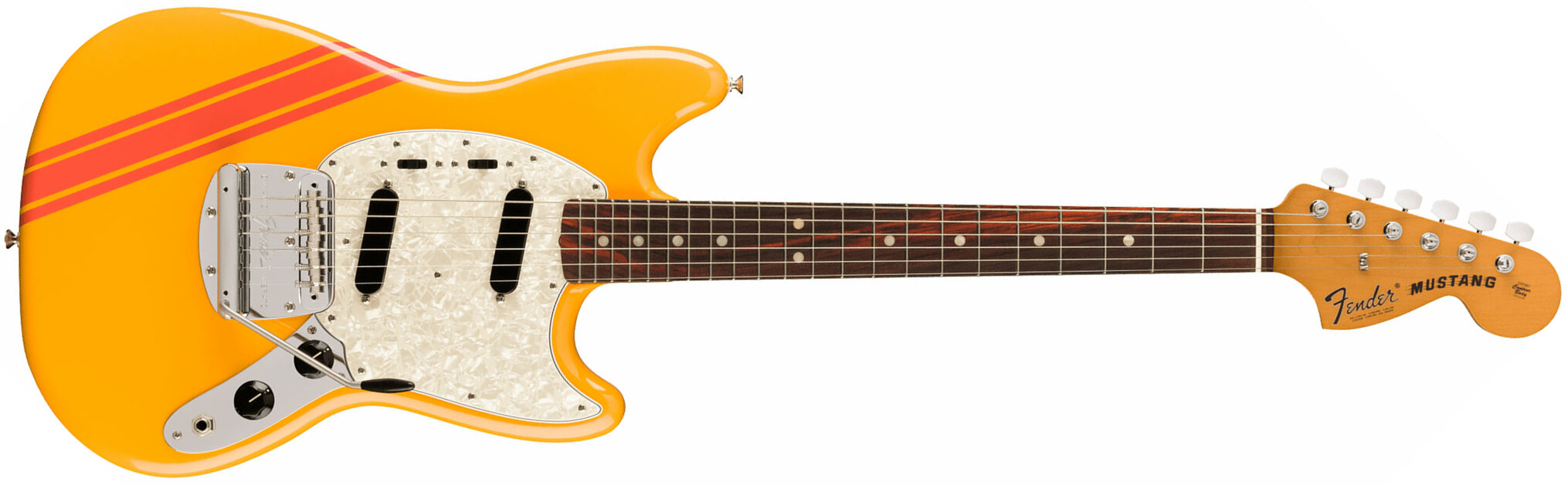 Fender Mustang 70s Competition Vintera 2 Mex 2s Trem Rw - Competition Orange - Retro-Rock-E-Gitarre - Main picture