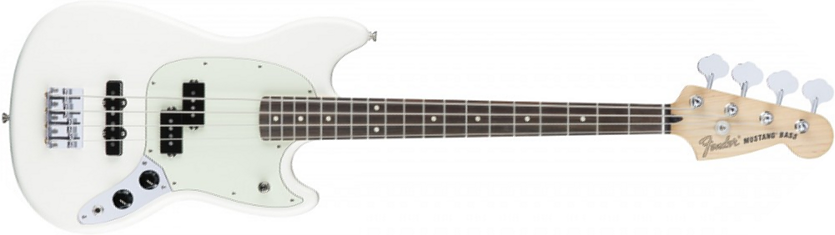 Fender Mustang Bass Pj Mex Pf - Olympic White - E-Bass für Kinder - Main picture