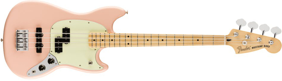 Fender Mustang Bass Pj Player Ltd Mex Mn - Shell Pink - E-Bass für Kinder - Main picture