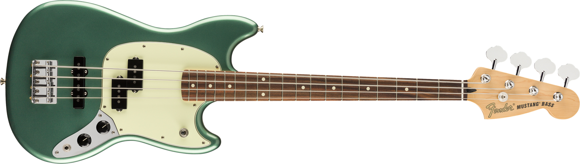 Fender Mustang Bass Pj Player Ltd Mex Pf - Sherwood Green Metallic - E-Bass für Kinder - Main picture