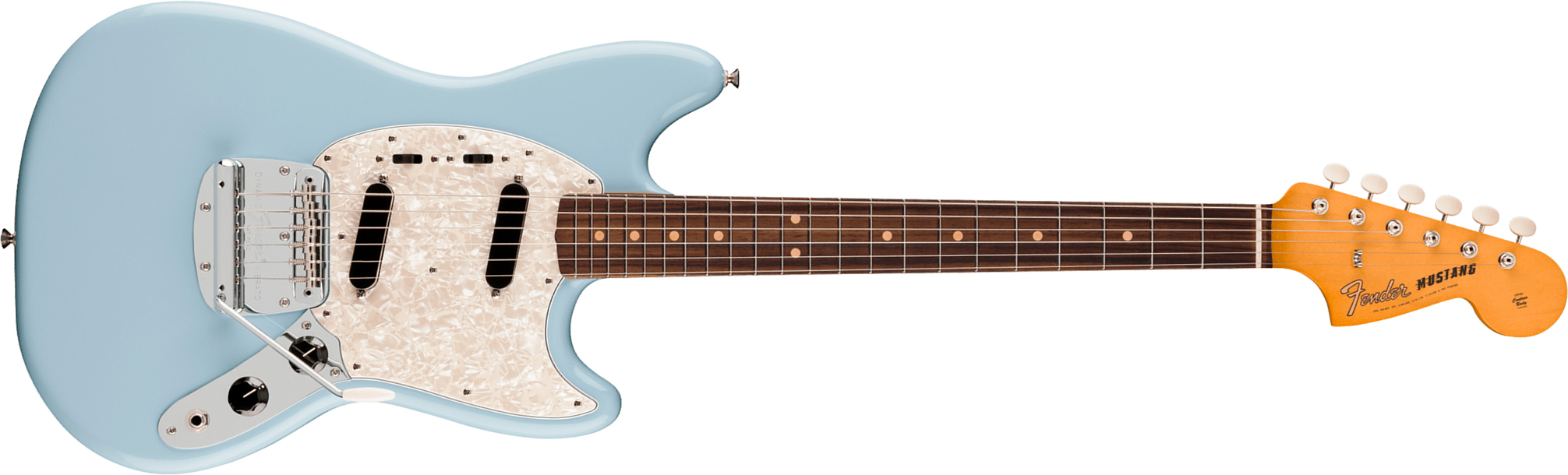 Fender Mustang Mid 60s Vintera 3 Mex Shsc 2s Trem Rw - Sonic Blue - Retro-Rock-E-Gitarre - Main picture
