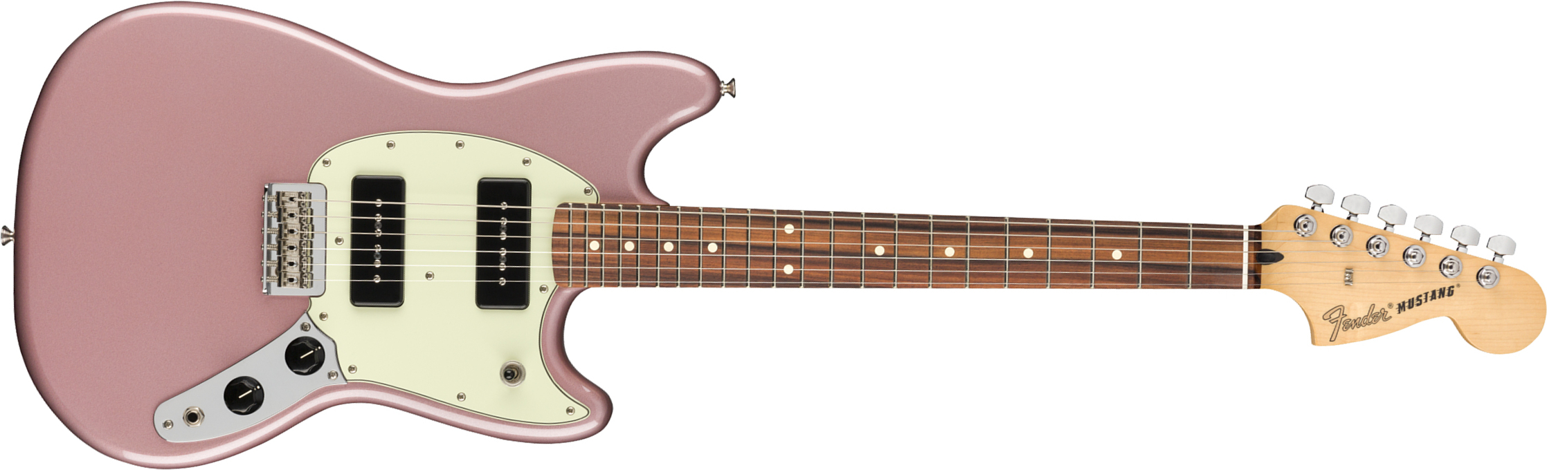 Fender Mustang Player 90 Mex Ht 2p90 Pf - Burgundy Mist Metallic - Retro-Rock-E-Gitarre - Main picture