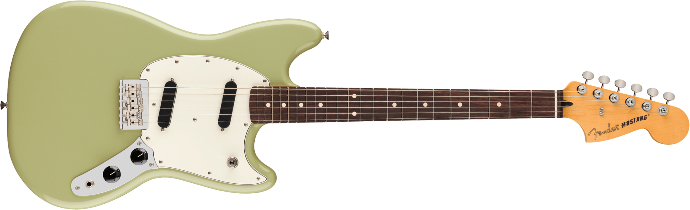 Fender Mustang Player Ii Mex 2s Ht Rw - Birch Green - Retro-Rock-E-Gitarre - Main picture