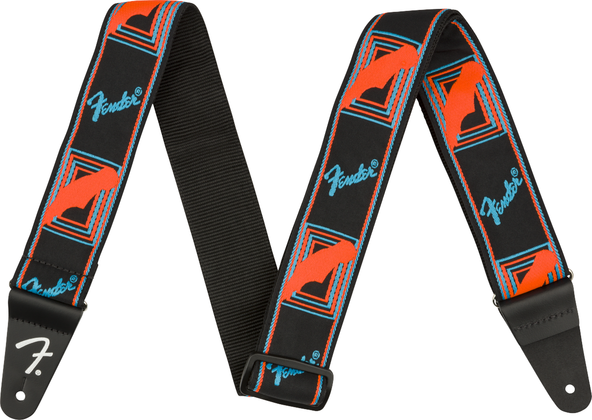 Fender Neon Monogrammed Guitar Strap Poly Blue/orange - Gitarrengurt - Main picture