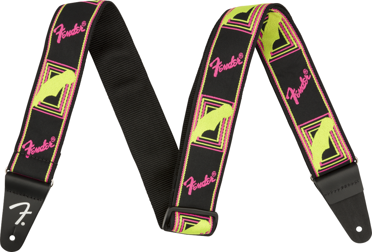 Fender Neon Monogrammed Guitar Strap Poly Yellow/pink - Gitarrengurt - Main picture