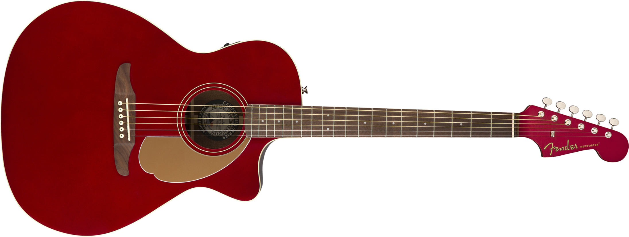 Fender Newporter Player Auditorium Cw Epicea Acajou Wal - Candy Apple Red - Elektroakustische Gitarre - Main picture