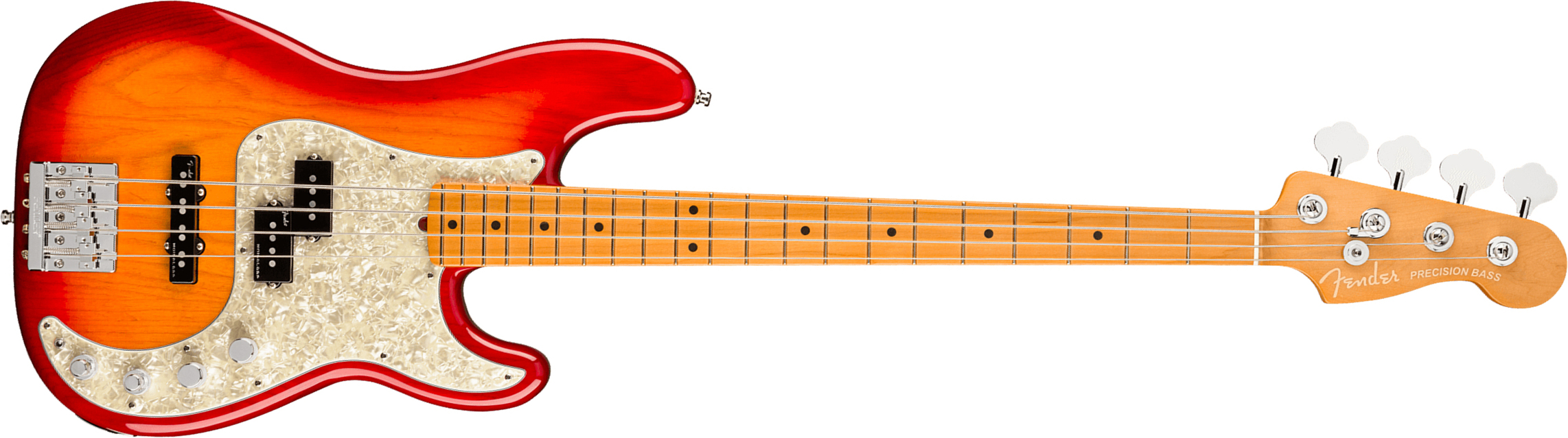 Fender Precision Bass American Ultra 2019 Usa Mn - Plasma Red Burst - Solidbody E-bass - Main picture