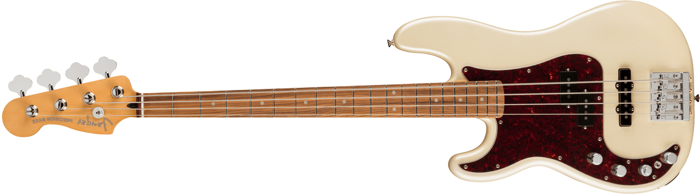 Fender Precision Bass Player Plus Gaucher Mex Active Pf - Olympic Pearl - Solidbody E-bass - Main picture