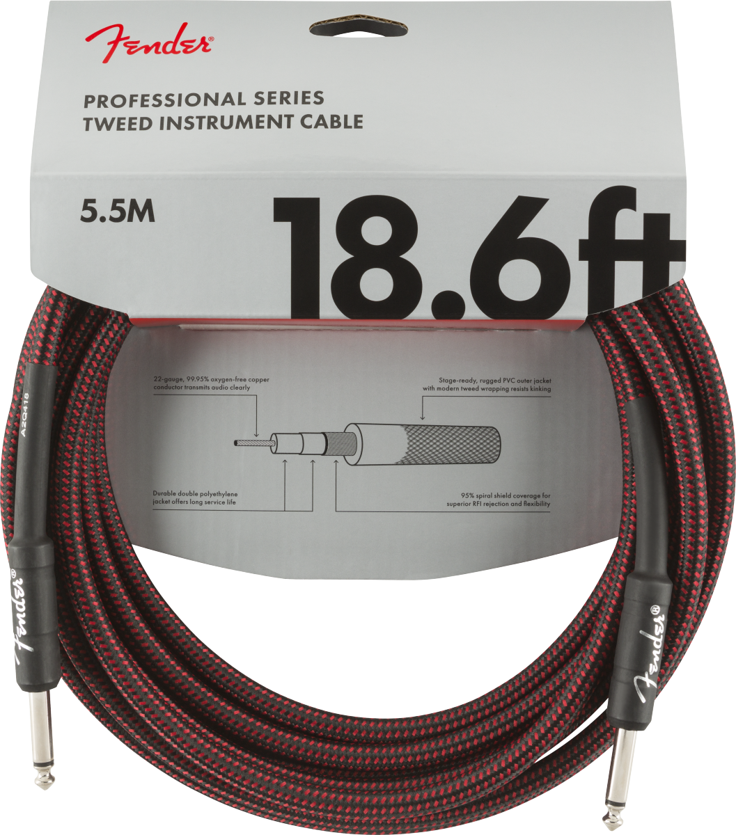 Fender Pro Instrument Cable 18.6ft Droit/droit Red Tweed - Kabel - Main picture