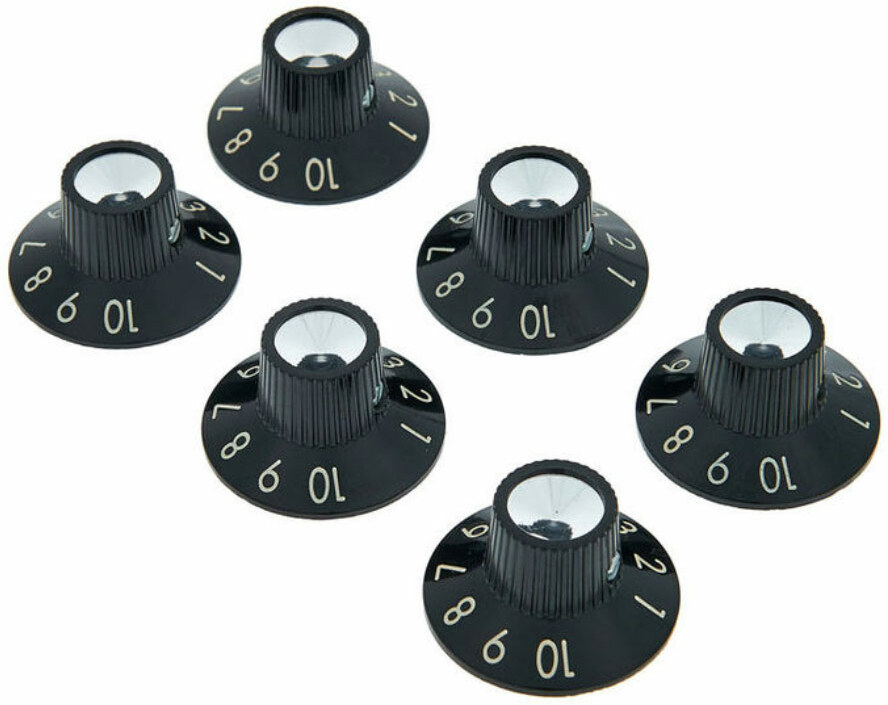 Fender Pure Vintage Black-silver Skirted Amplifier Knobs X6 - Knöpfe für Verstärker - Main picture