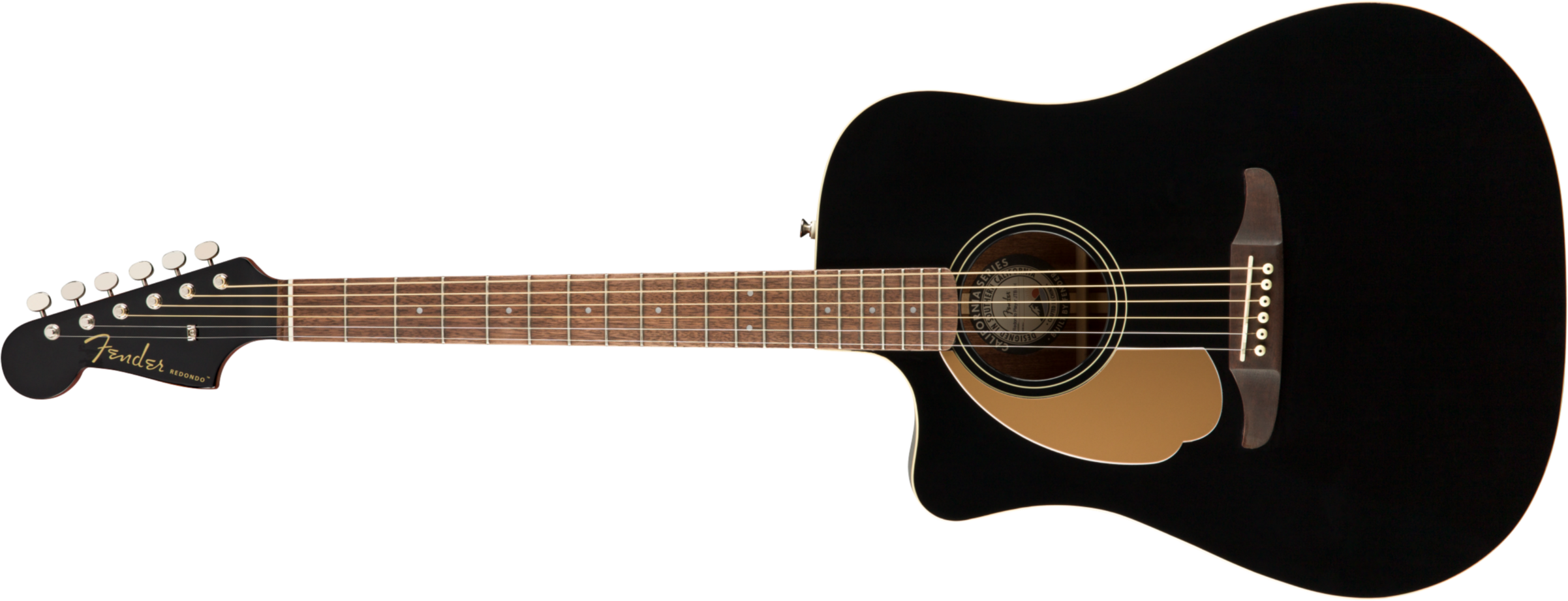 Fender Redondo Lh California Player Gaucher Cw Epicea Acajou Pau - Jetty Black - Elektroakustische Gitarre - Main picture