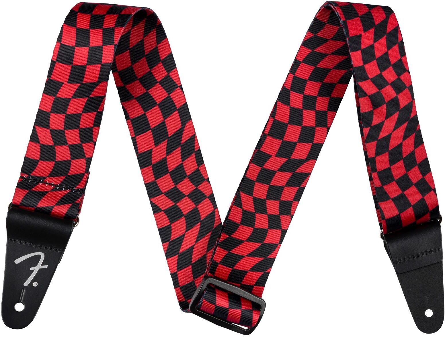 Fender Sangle Poly Wavy Checker Rouge - Gitarrengurt - Main picture