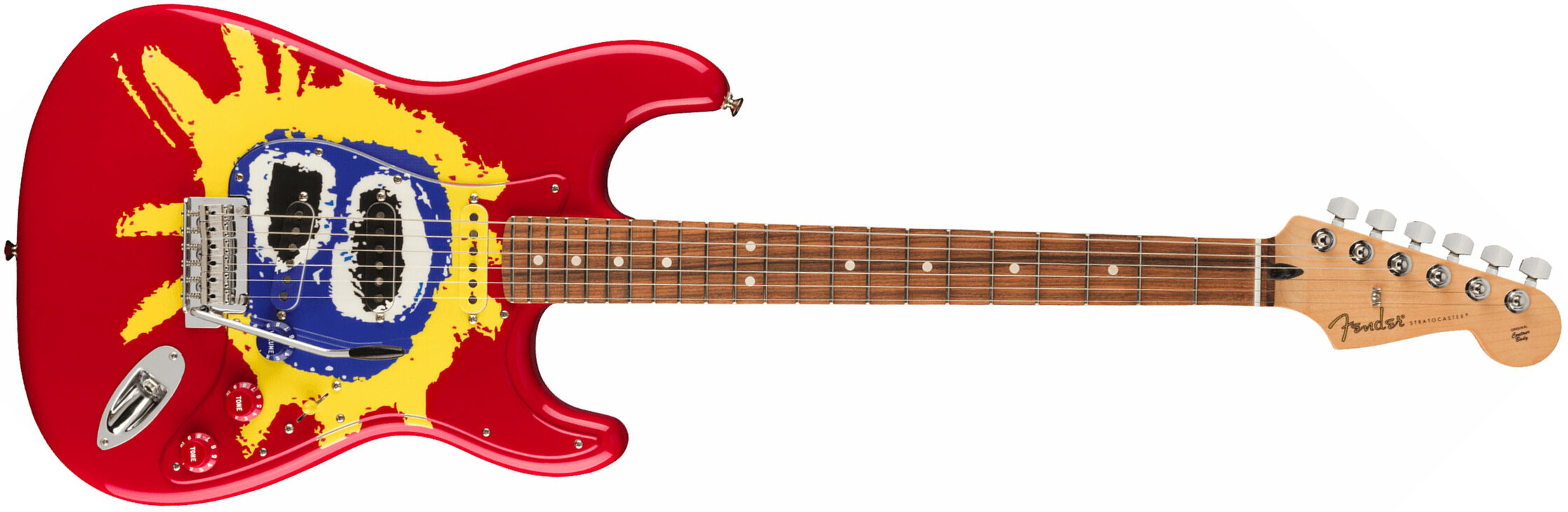 Fender Strat 30th Anniversary Screamadelica Ltd Mex 3s Trem Pf - Red Blue Yellow - E-Gitarre in Str-Form - Main picture