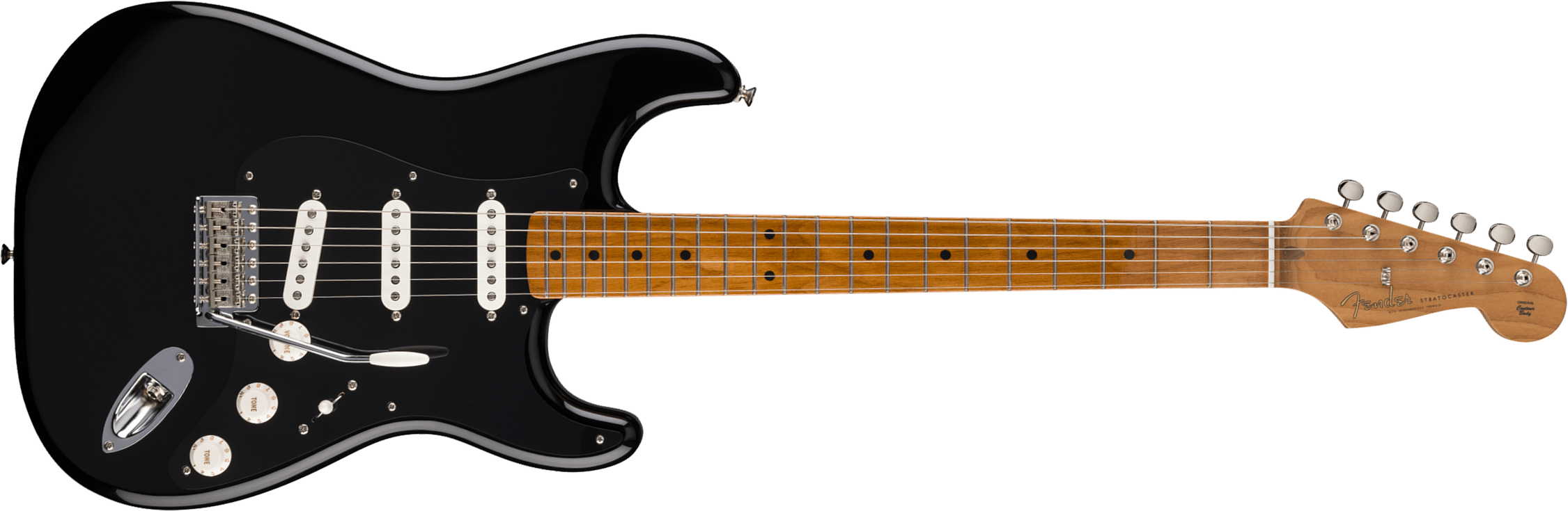 Fender Strat 50s Vintera 2 Ltd 3s Custom Shop Trem Mn - Black - E-Gitarre in Str-Form - Main picture