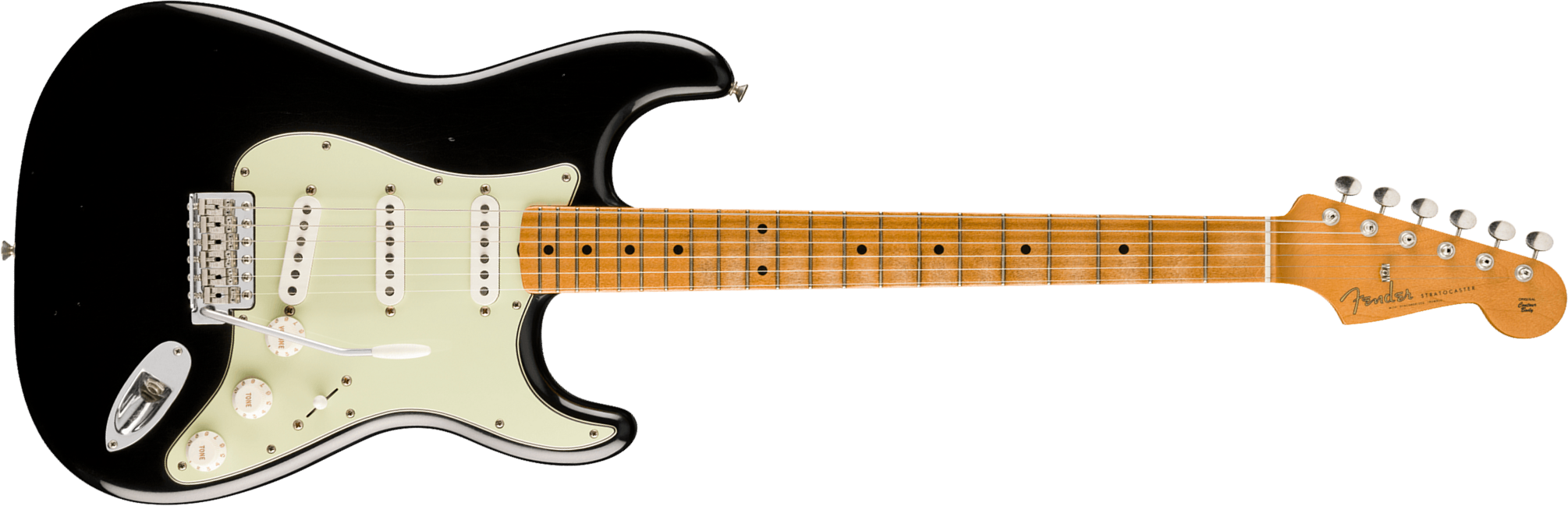 Fender Strat 60s Road Worn Vintera 2 Ltd Mex 3s Trem Mn - Black - E-Gitarre in Str-Form - Main picture