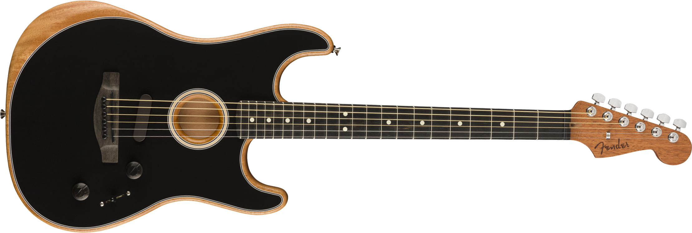 Fender Strat American Acoustasonic Usa Eb - Black - Elektroakustische Gitarre - Main picture