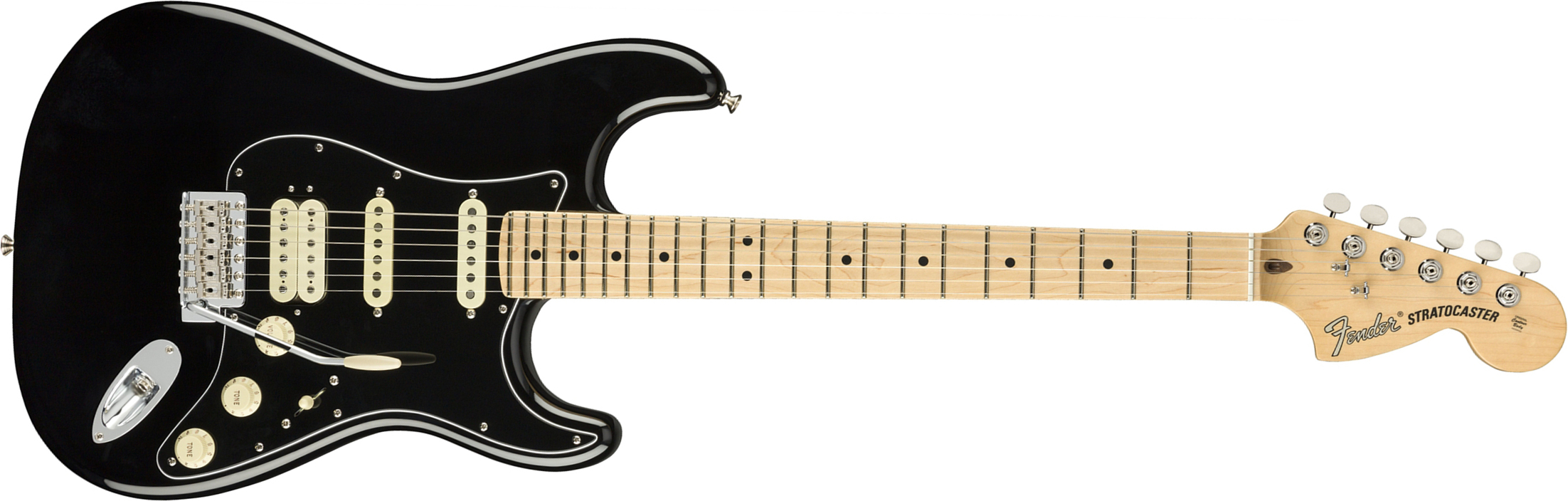 Fender Strat American Performer Usa Hss Mn - Black - E-Gitarre in Str-Form - Main picture