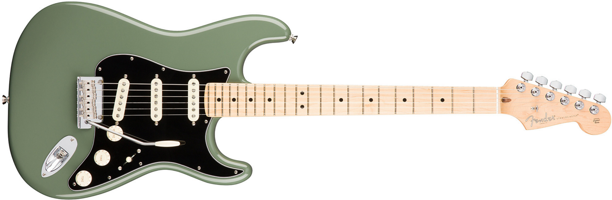 Fender Strat American Professional 2017 3s Usa Mn - Antique Olive - E-Gitarre in Str-Form - Main picture