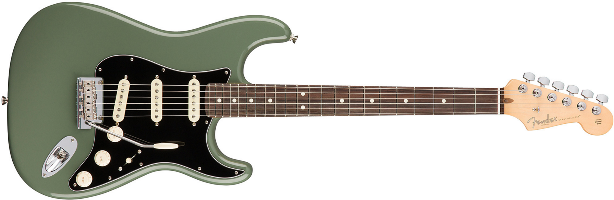 Fender Strat American Professional 2017 3s Usa Rw - Antique Olive - E-Gitarre in Str-Form - Main picture