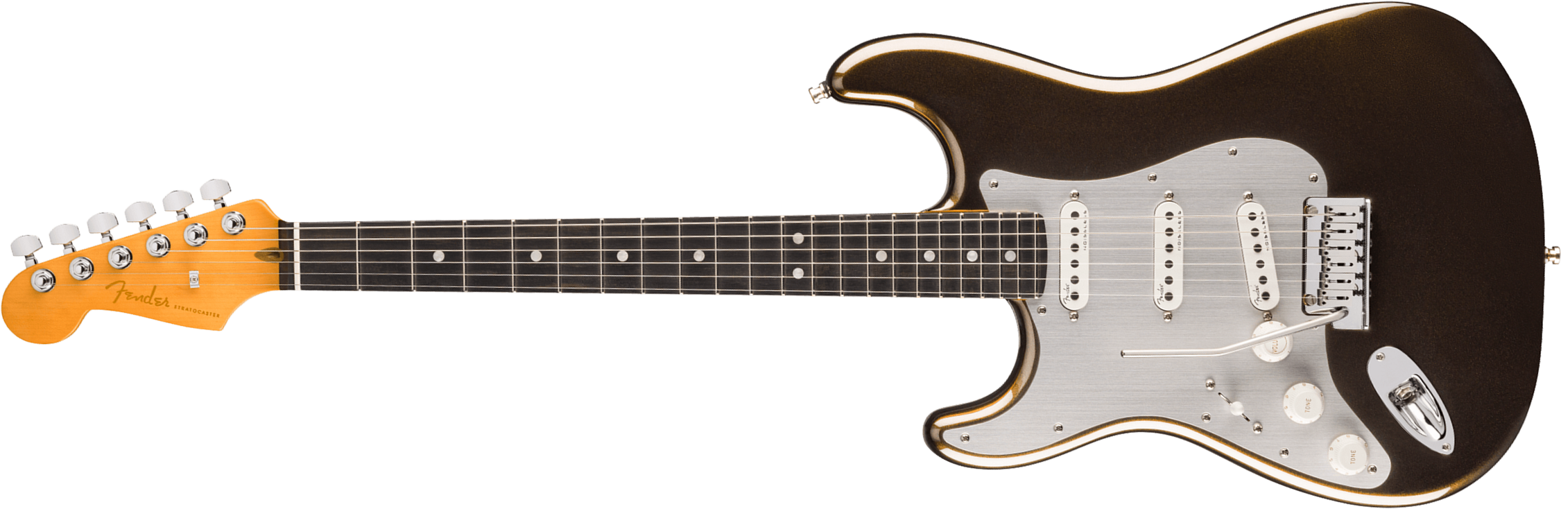 Fender Strat American Ultra Ii Lh Usa Gaucher Trem 3s Eb - Texas Tea - E-Gitarre in Str-Form - Main picture