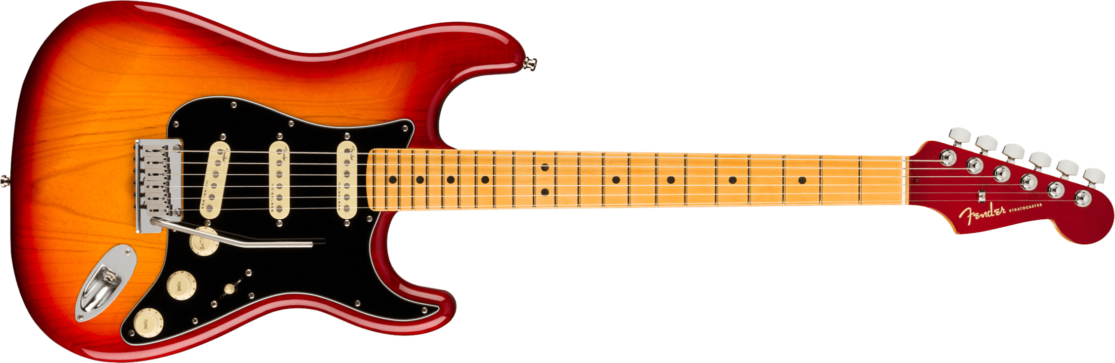 Fender Strat American Ultra Luxe Usa Mn +etui - Plasma Red Burst - E-Gitarre in Str-Form - Main picture