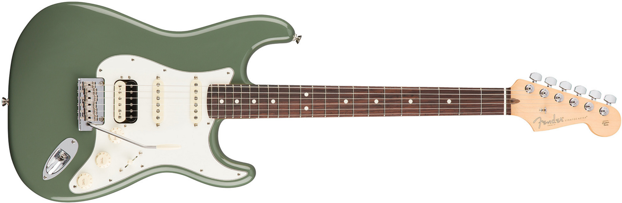 Fender Strat Hss Shawbucker American Professional Usa Rw - Antique Olive - 12-saitige E-Gitarre - Main picture