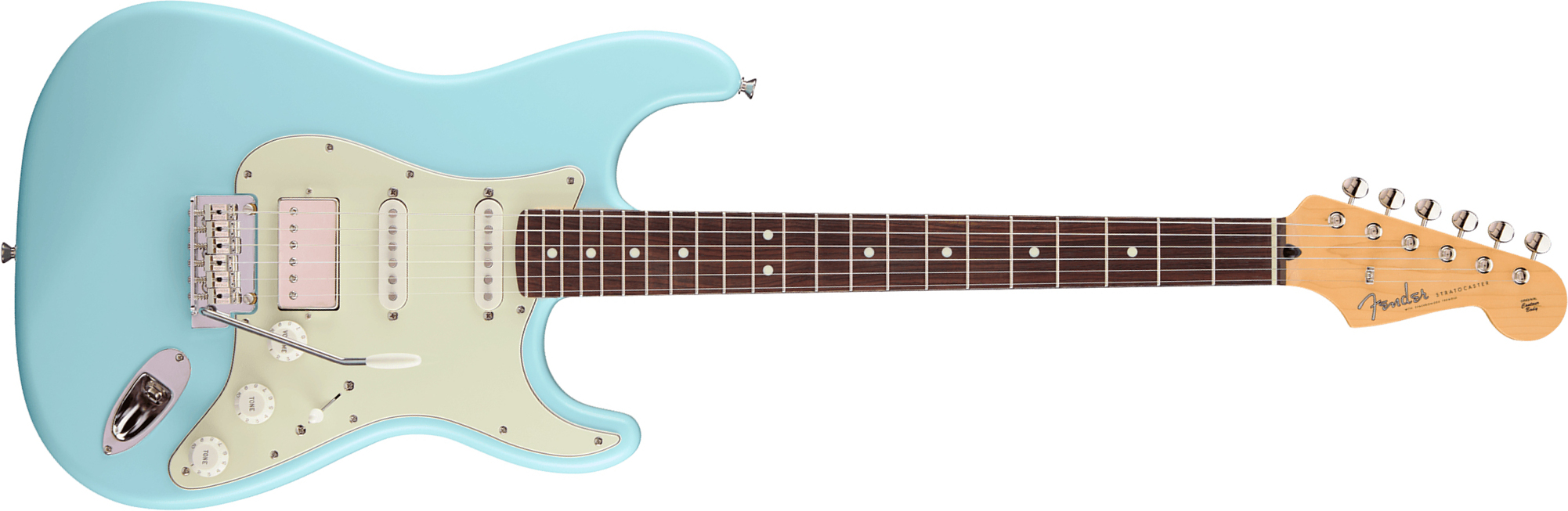 Fender Strat Hybrid Ii Mij Ltd Jap Hss Trem Rw - Daphne Blue - E-Gitarre in Str-Form - Main picture