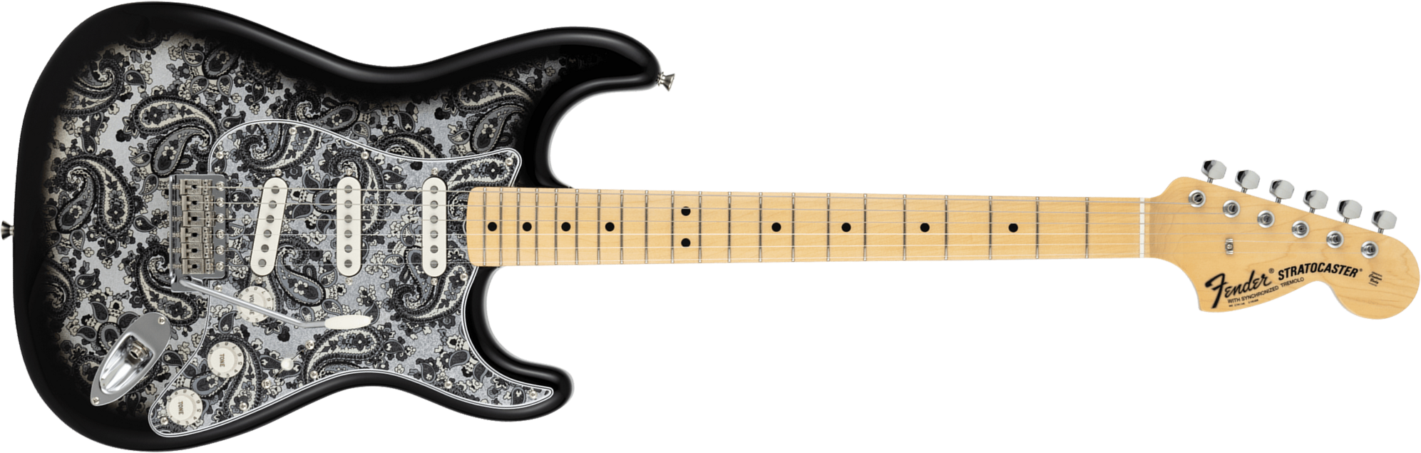 Fender Strat Ltd Jap 3s Trem Mn - Black Paisley - E-Gitarre in Str-Form - Main picture