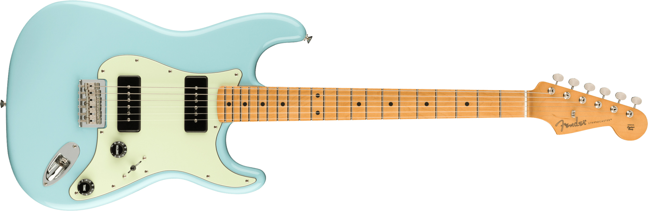Fender Strat Noventa Mex Ss Ht Mn +housse - Daphne Blue - E-Gitarre in Str-Form - Main picture
