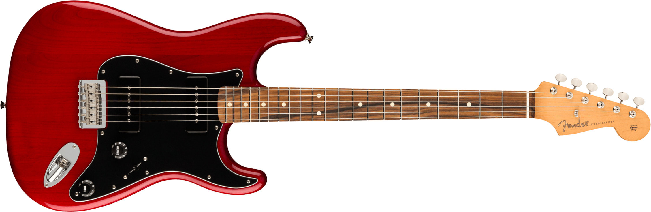 Fender Strat Noventa Mex Ss Ht Pf +housse - Crimson Red Transparent - E-Gitarre in Str-Form - Main picture