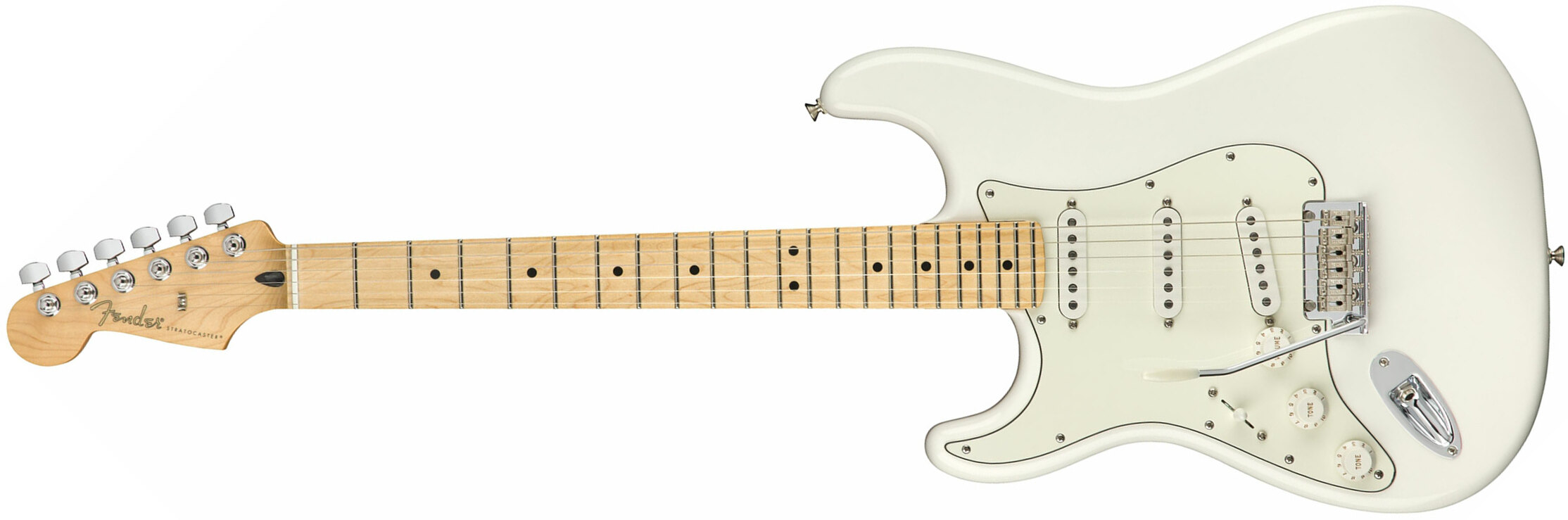 Fender Strat Player Lh Gaucher Mex Sss Mn - Polar White - E-Gitarre für Linkshänder - Main picture