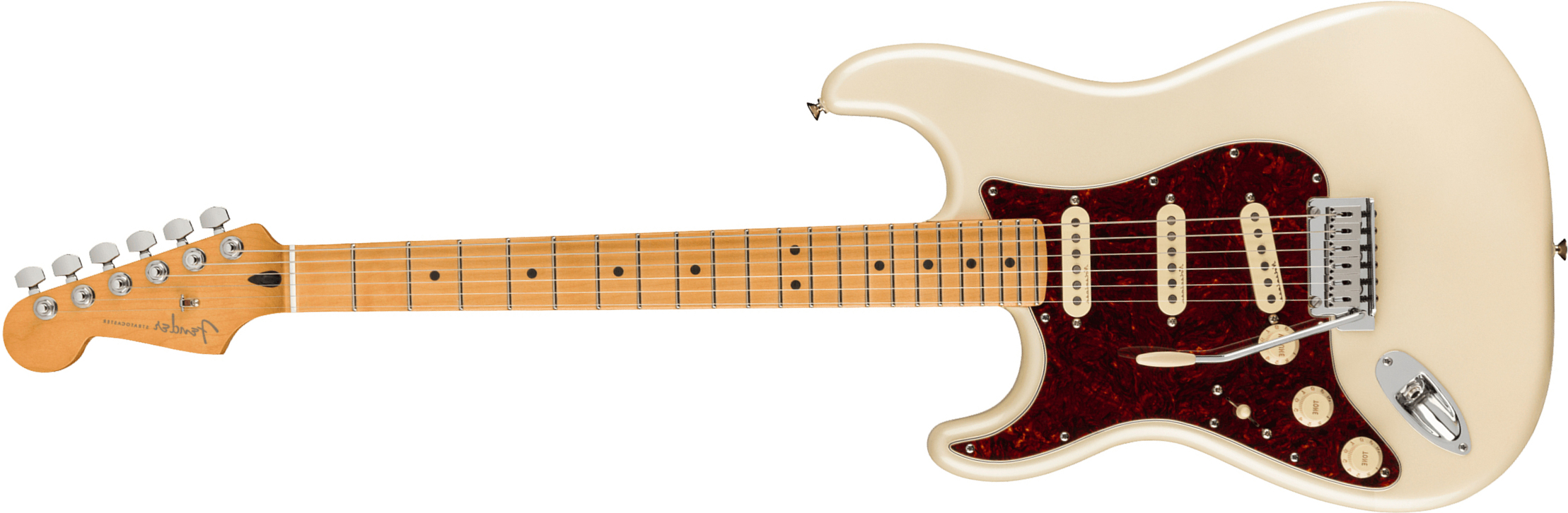 Fender Strat Player Plus Lh Mex Gaucher 3s Trem Mn - Olympic Pearl - E-Gitarre für Linkshänder - Main picture