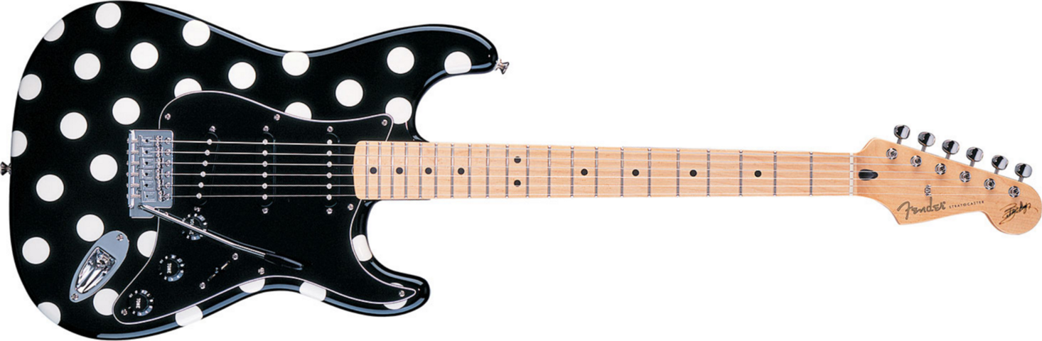 Fender Strat Mexican Artist Buddy Guy 3s Mn Black White Dots - E-Gitarre in Str-Form - Main picture
