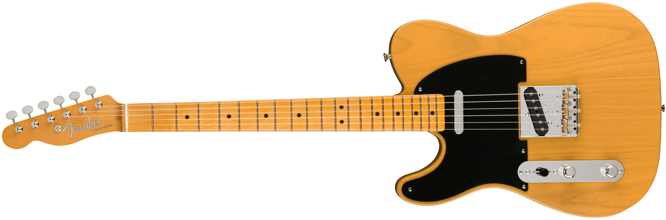 Fender Tele 1951 American Vintage Ii Lh Gaucher 2s Ht Mn - Butterscotch Blonde - E-Gitarre für Linkshänder - Main picture
