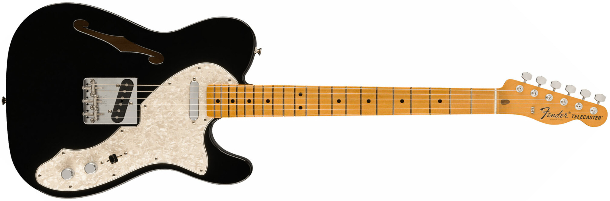 Fender Tele 60s Thinline Vintera 2 Mex 2s Ht Mn - Black - Semi-Hollow E-Gitarre - Main picture