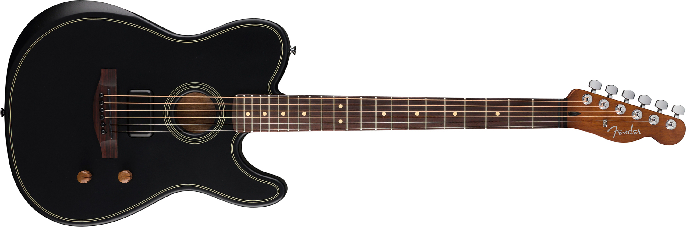 Fender Tele Acoustasonic Standard Epicea Nyatoh Rw - Black - Folk-Gitarre - Main picture