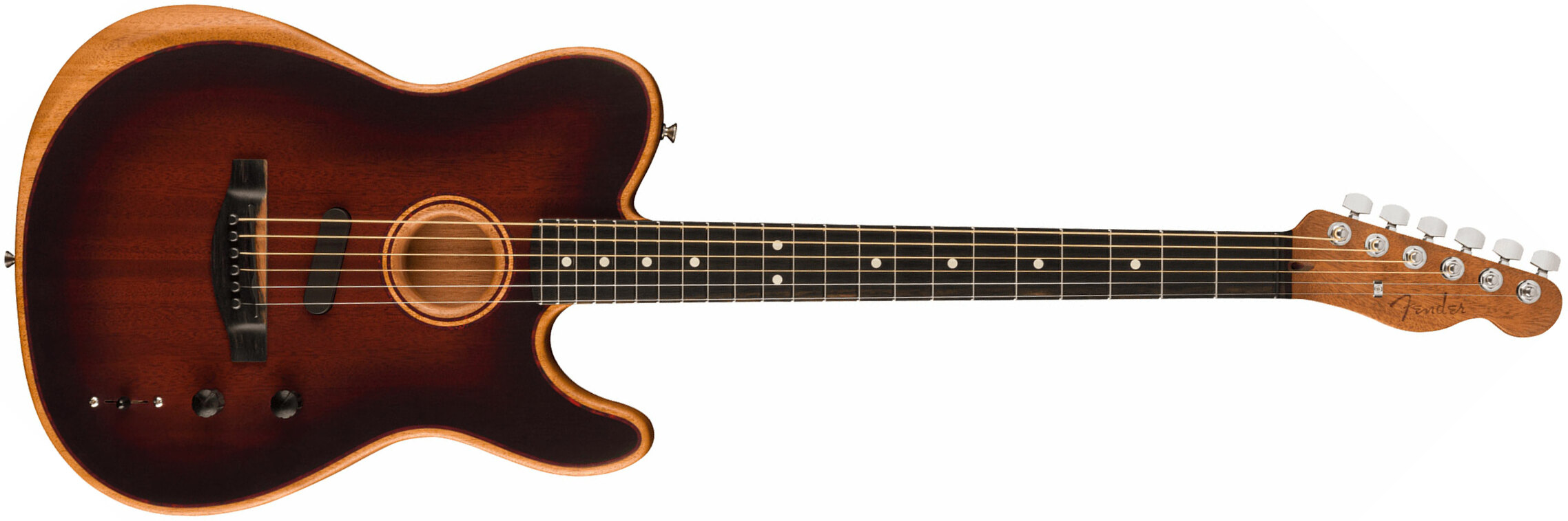 Fender Tele American Acoustasonic All Mahogany Usa Tout Acajou Eb - Bourbon Burst - Elektroakustische Gitarre - Main picture