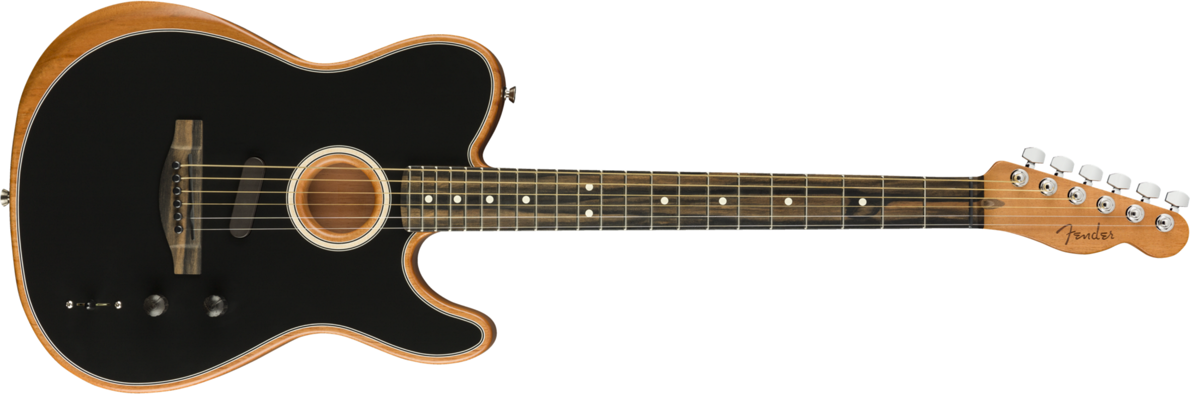 Fender Tele American Acoustasonic Usa Eb - Black - Elektroakustische Gitarre - Main picture