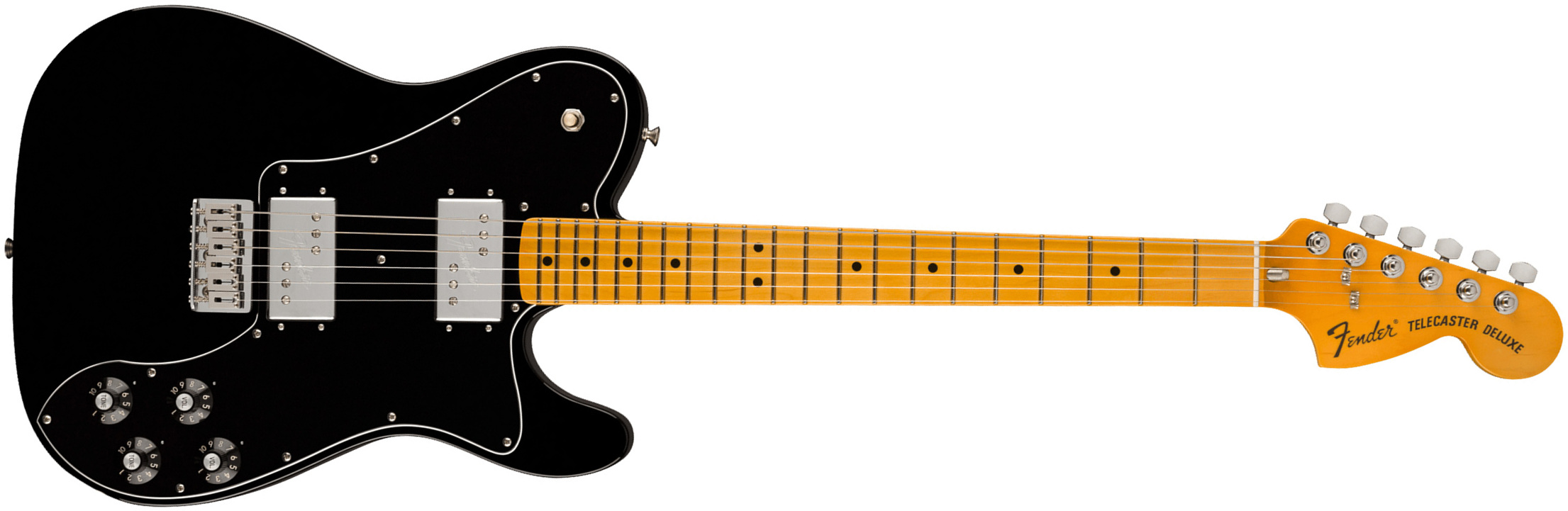 Fender Tele Deluxe 1975 American Vintage Ii Usa 2h Ht Mn - Black - E-Gitarre in Teleform - Main picture