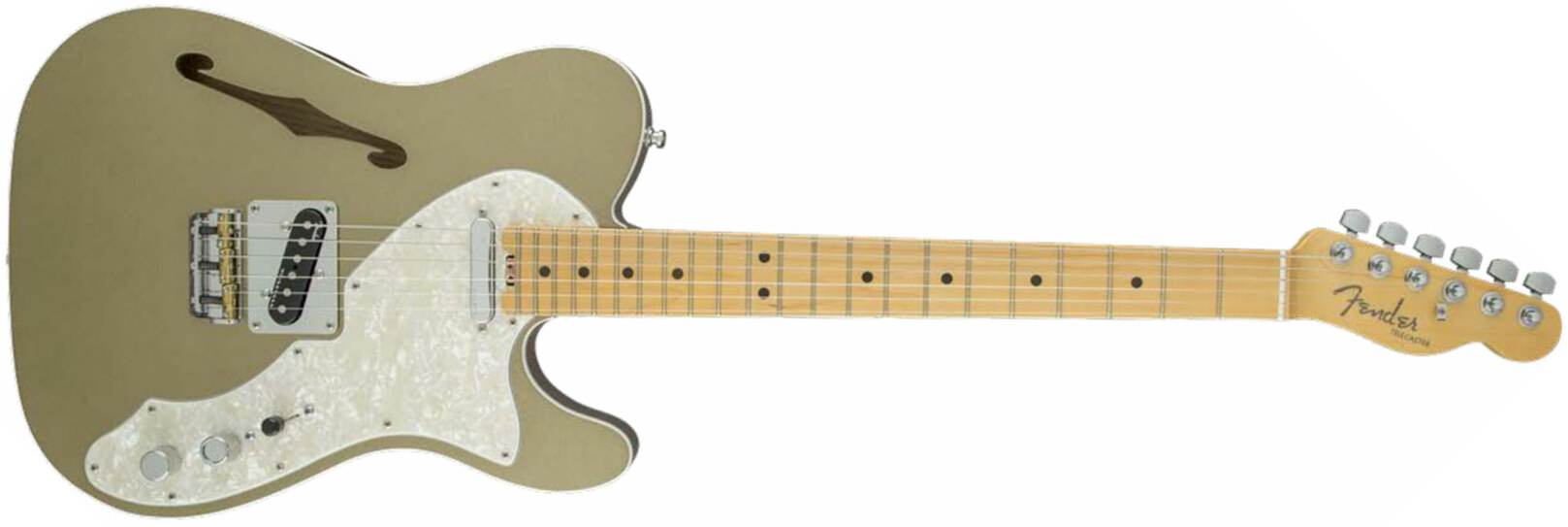 Fender Tele Thinline American Elite Usa 2017 2s Mn - Champagne - Semi-Hollow E-Gitarre - Main picture