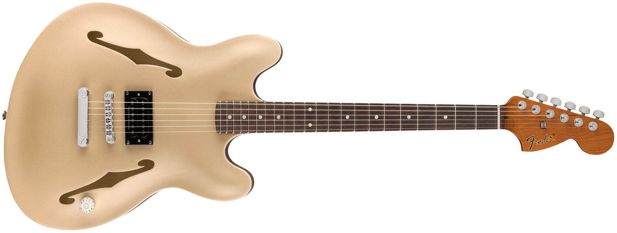 Fender Tom Delonge Starcaster 1h Seymour Duncan Ht Rw - Satin Shoreline Gold - Retro-Rock-E-Gitarre - Main picture